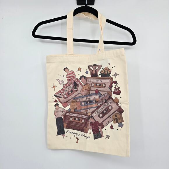 Harry Styles Handbags - NEW Harry Styles Harry's House Cassette Tapes Canvas Graphic‎ Tote Bag Cream